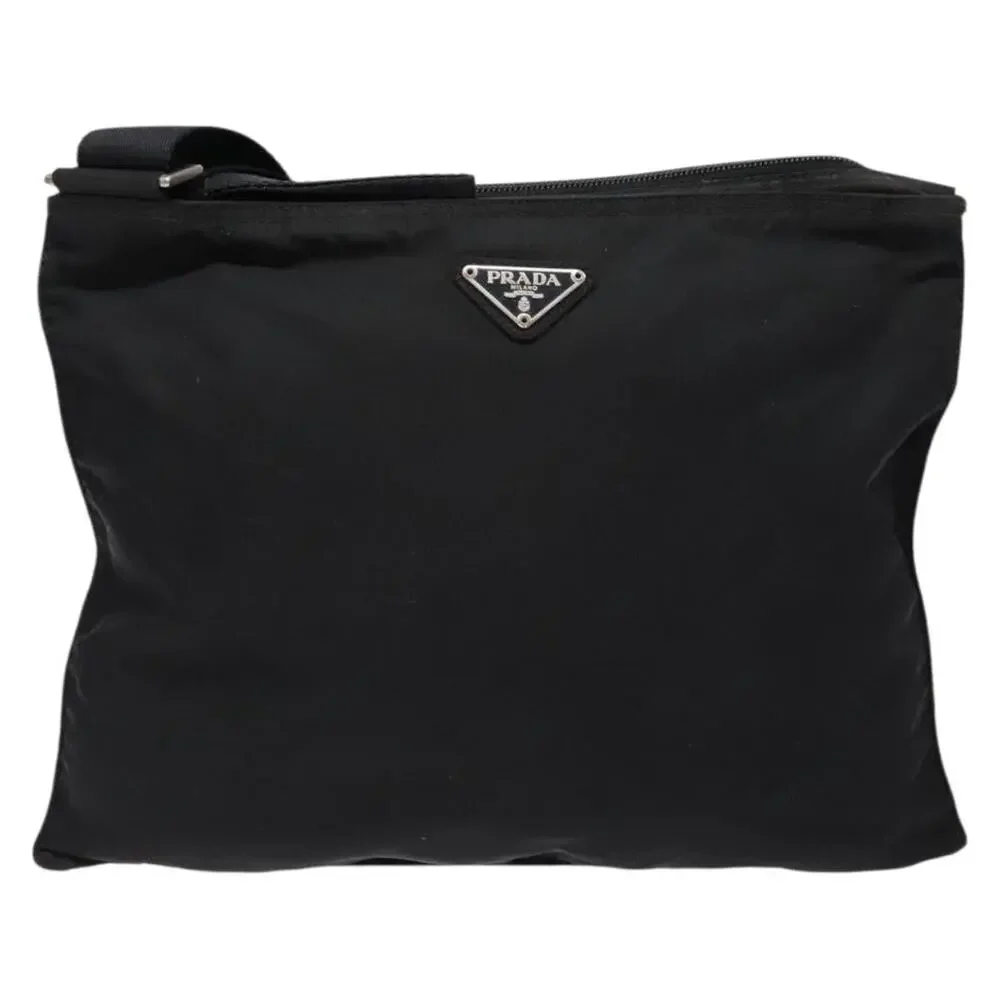 PRADA Shoulder Bag Nylon Black Silver - Picture 2 of 12